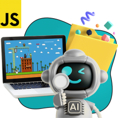 Язык программирования JavaScript + AI. Проектное обучение + геймификация + AI-помощники - КИБЕРшкола программирования для детей, компьютерные курсы для школьников, начинающих и подростков - KIBERone г. Лиски